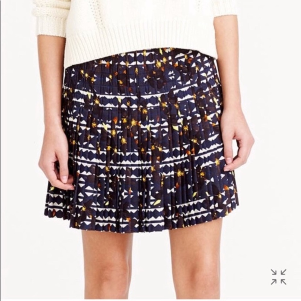 J Crew Pleated Lattice Skirt in Hidden Floral